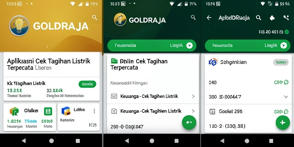Antarmuka aplikasi GOLDRAJA untuk cek tagihan listrik yang interaktif.