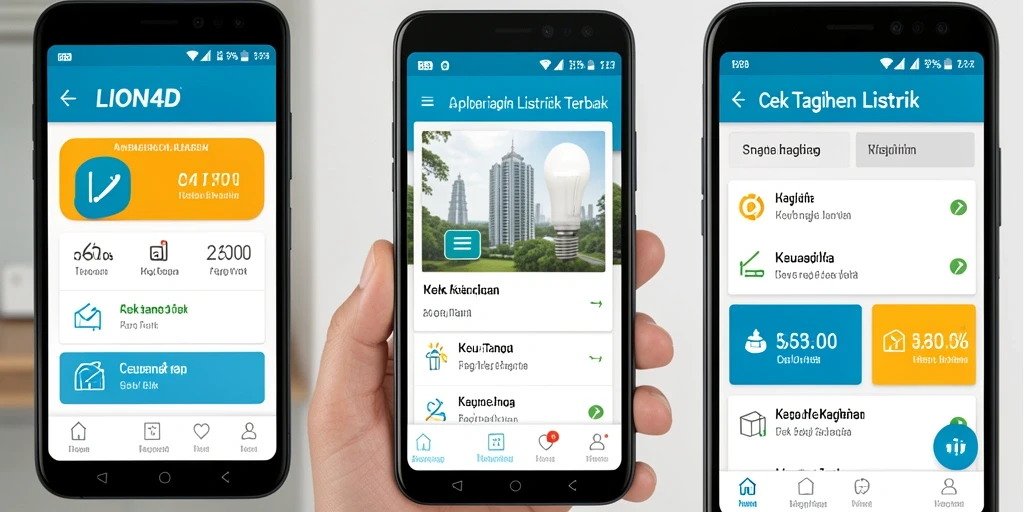 Tampilan antarmuka utama LION4D untuk cek tagihan listrik.