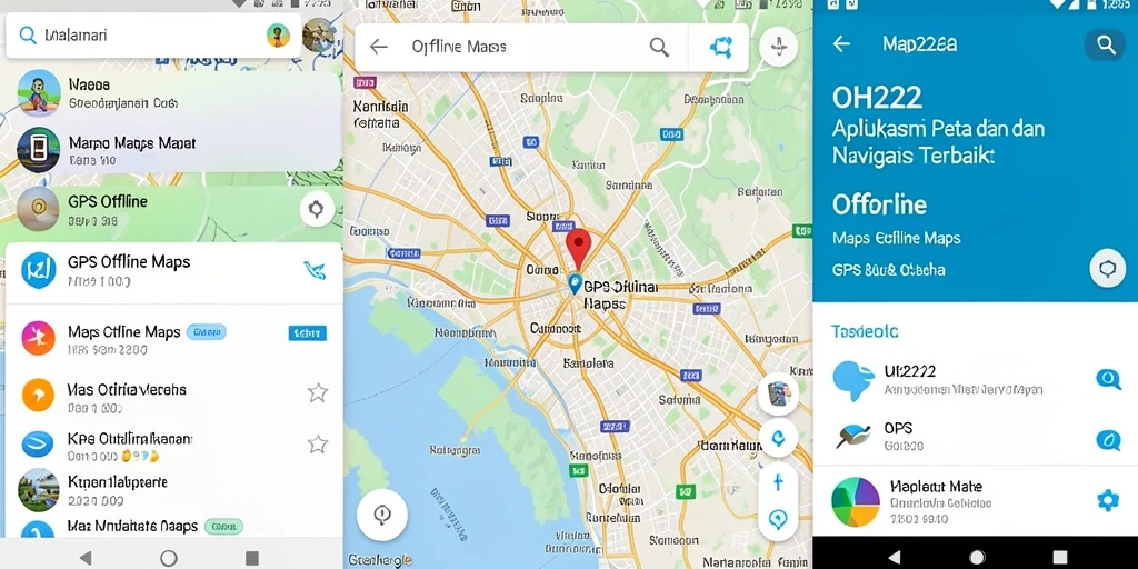 Tampilan antarmuka aplikasi GPS Offline Maps yang mudah dipahami.